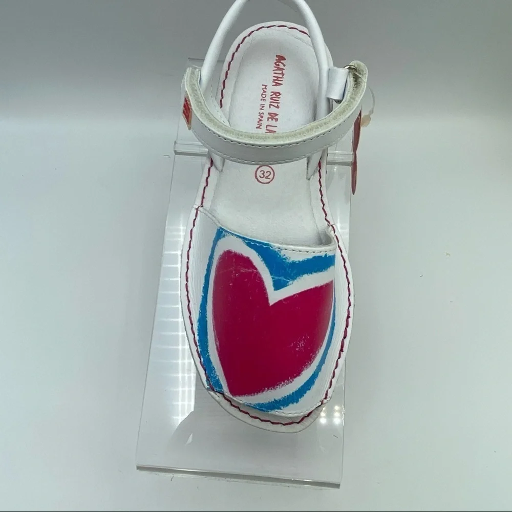 Agatha Ruiz De La Prada White Kids Sandals with Pink, Green & Blue Accents